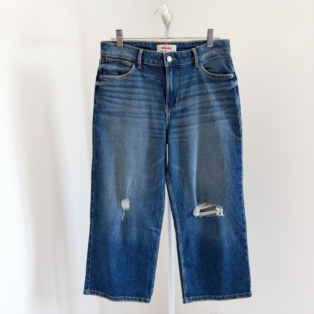 Wrangler Jeans Size 6 Loose Straight Crop Blue Denim High Rise